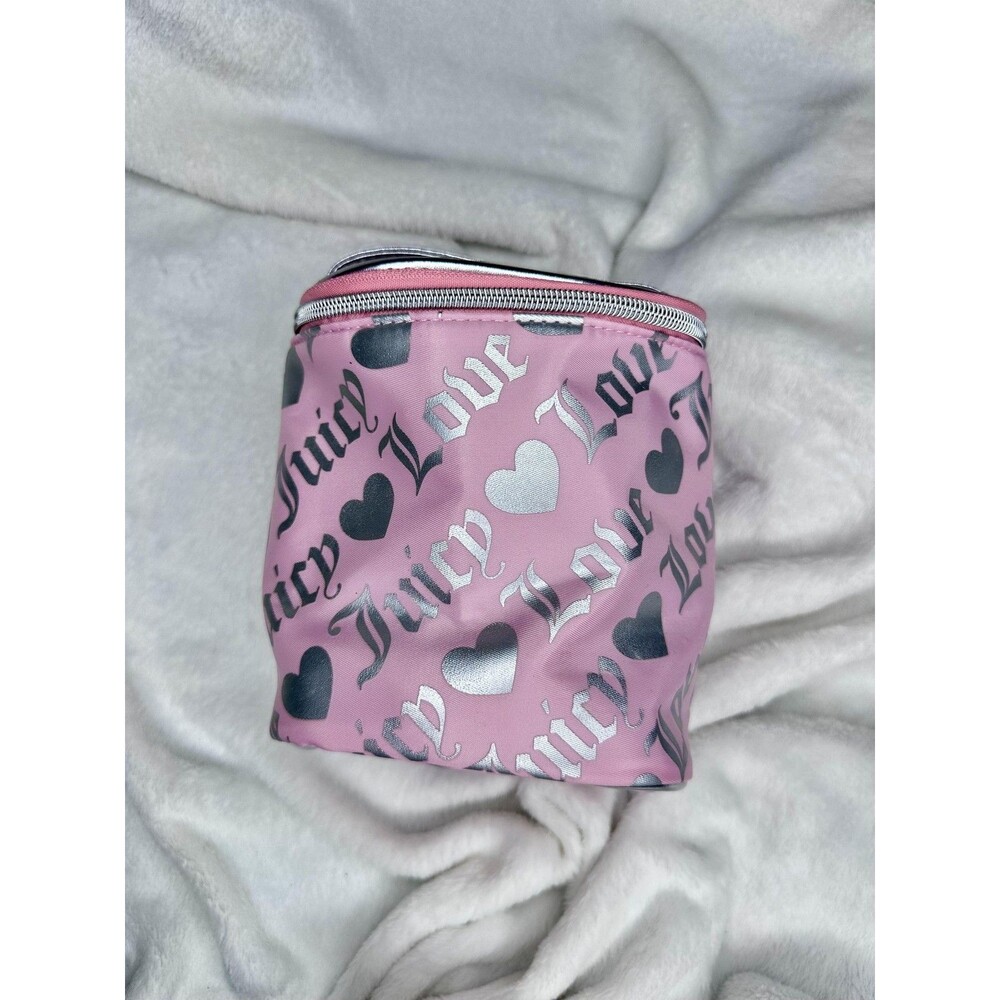Juicy Couture Top Handle Bag Womens Small Pink Heart Love Print Travel Zip